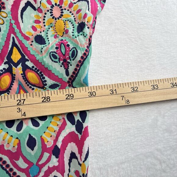 Lilly Pulitzer L Large Silk Trace Top Crown Jewels Cold Shoulder 42783 Classic - Picture 11 of 14